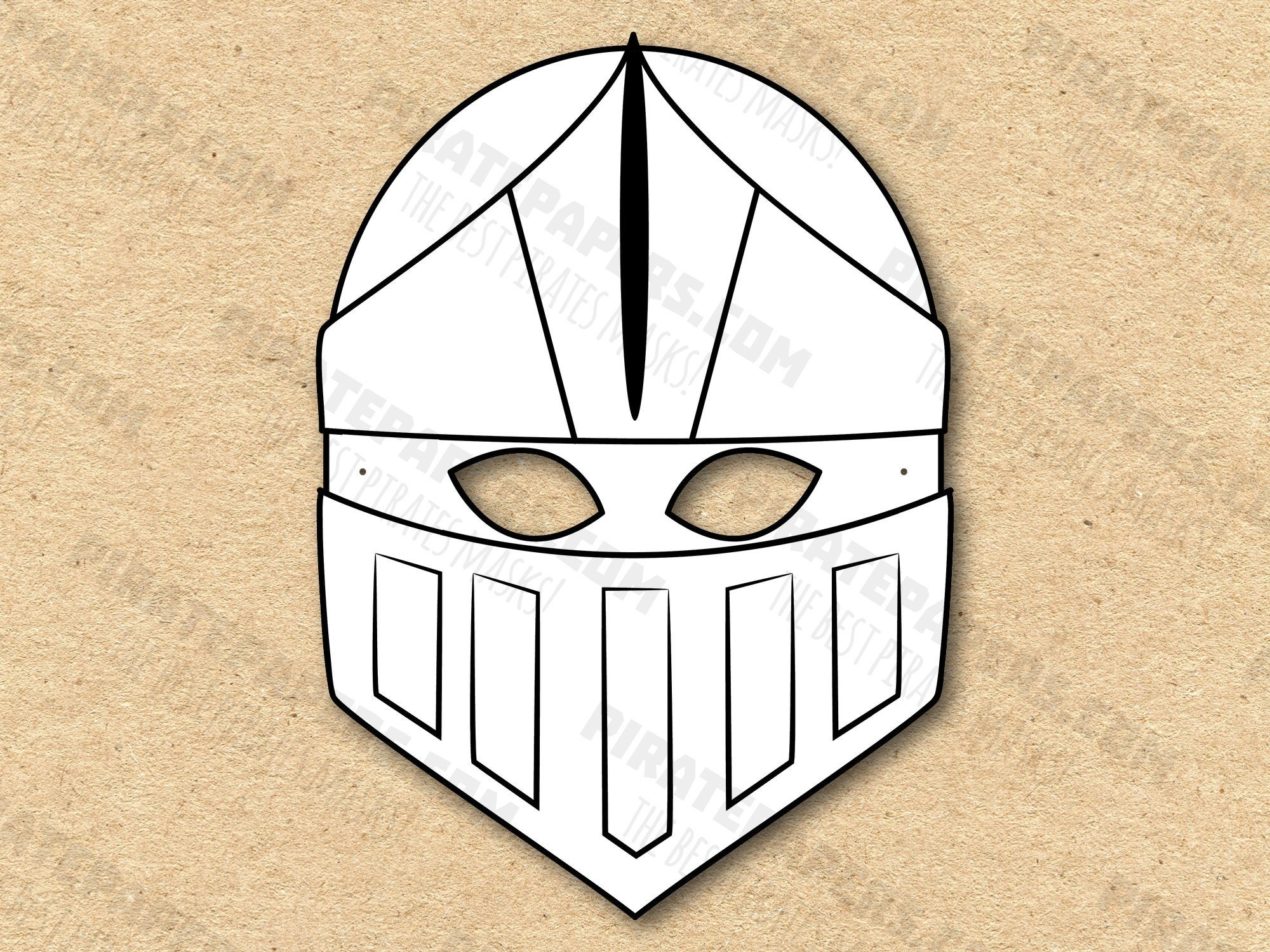 Knight Mask Printable Coloring Paper DIY For Kids And Adults PDF Template Instant Download For Birthdays Halloween Party Costumes 