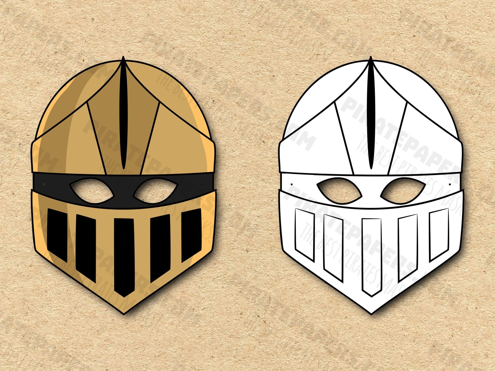 Knight Masks Printable Color Coloring Paper DIY For Kids And Adults PDF Template Instant Download For Birthdays Halloween Costumes 