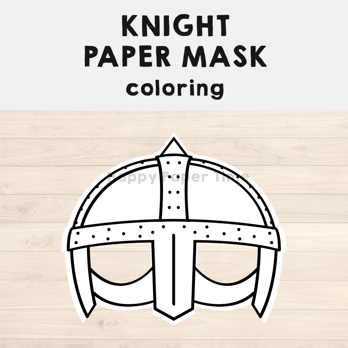Knight Paper Mask Printable Medieval Coloring Craft Activity Costume 5