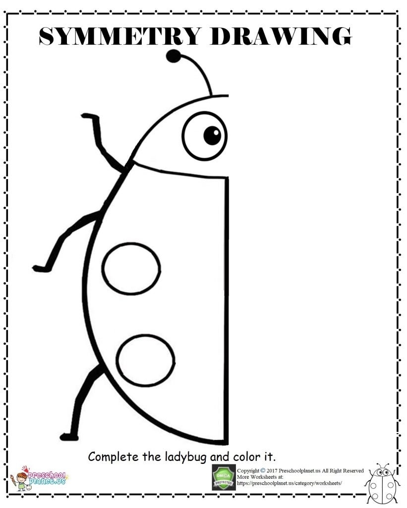 Ladybug Symmetry Worksheet Preschoolplanet Worksheets Library