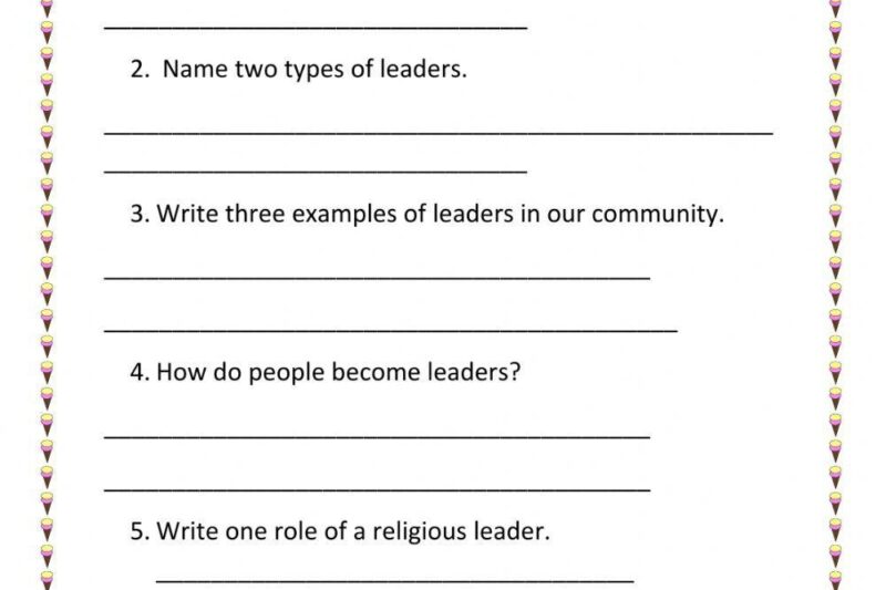 First Grade Leadership Worksheets Free Printable