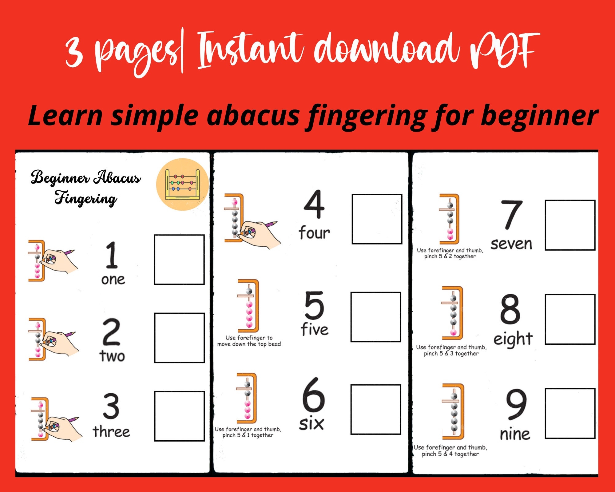 Learn Math Using Abacus Beginner Abacus Worksheet Math Worksheet Homeschool Kindergarten Math Preschool Math Brain Training Soroban Etsy
