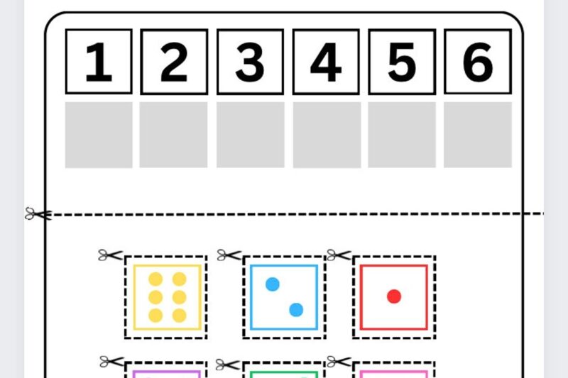 Dice Worksheet Kindergarten Printable