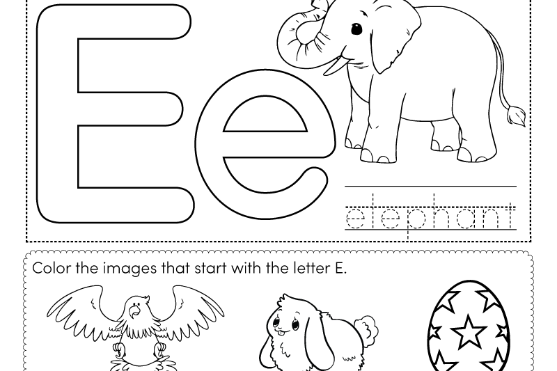 Free Kindergarten E Words Worksheets