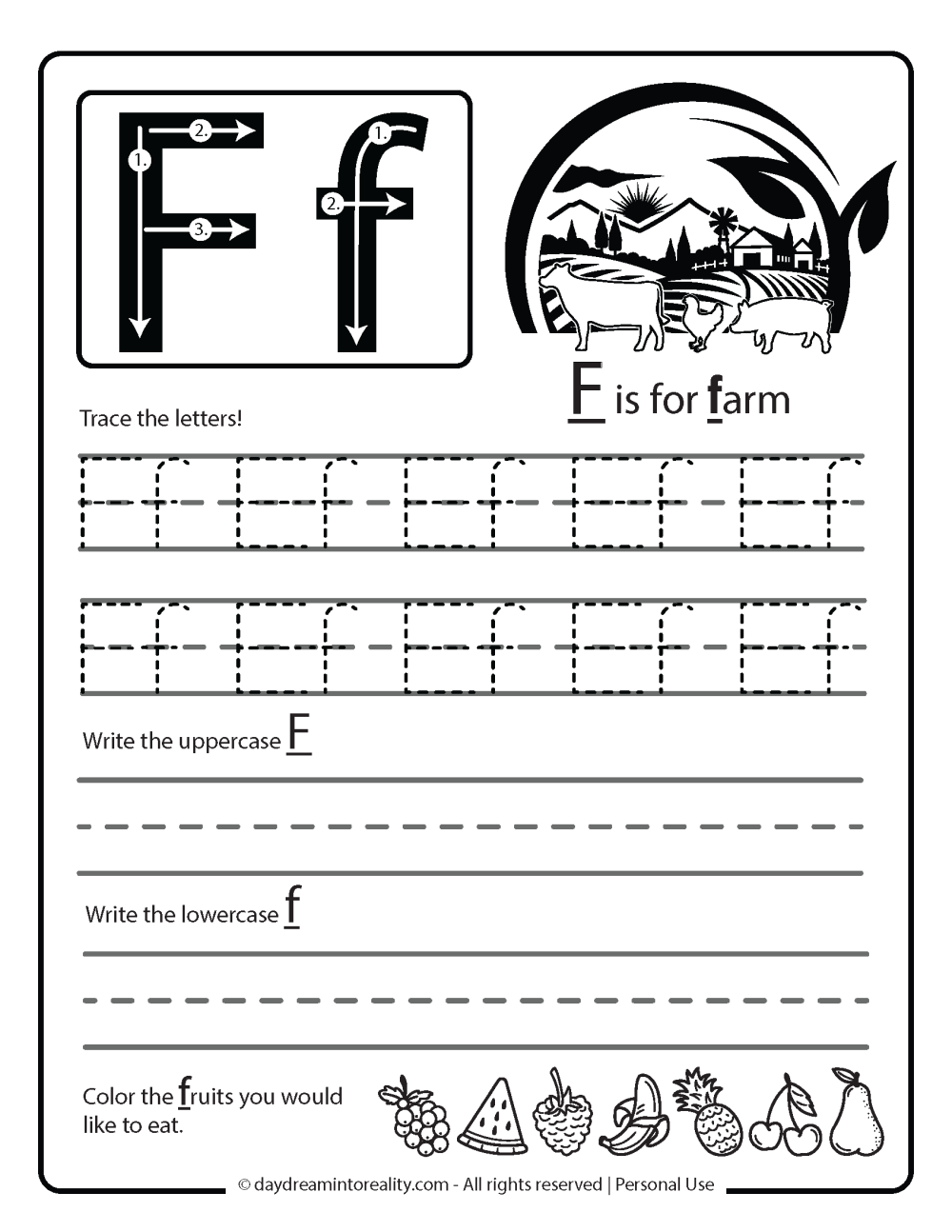 Letter F Worksheets 55 Free PDF Printables Daydream Into Reality