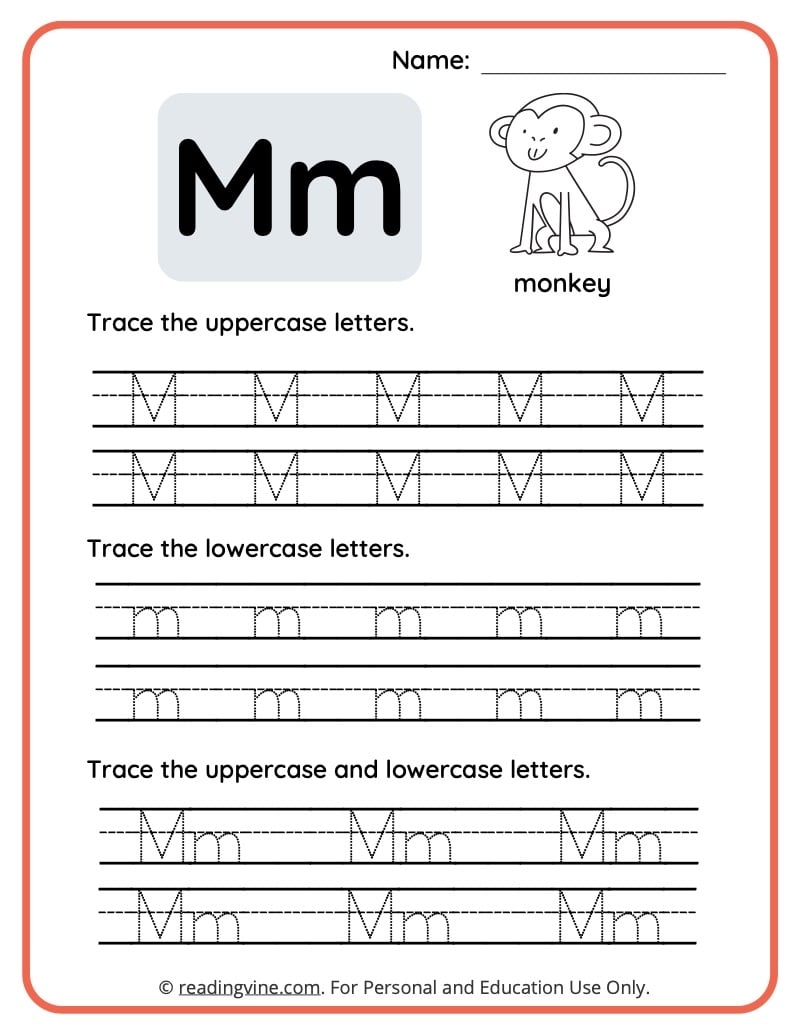 Free M Worksheets For Kindergarten