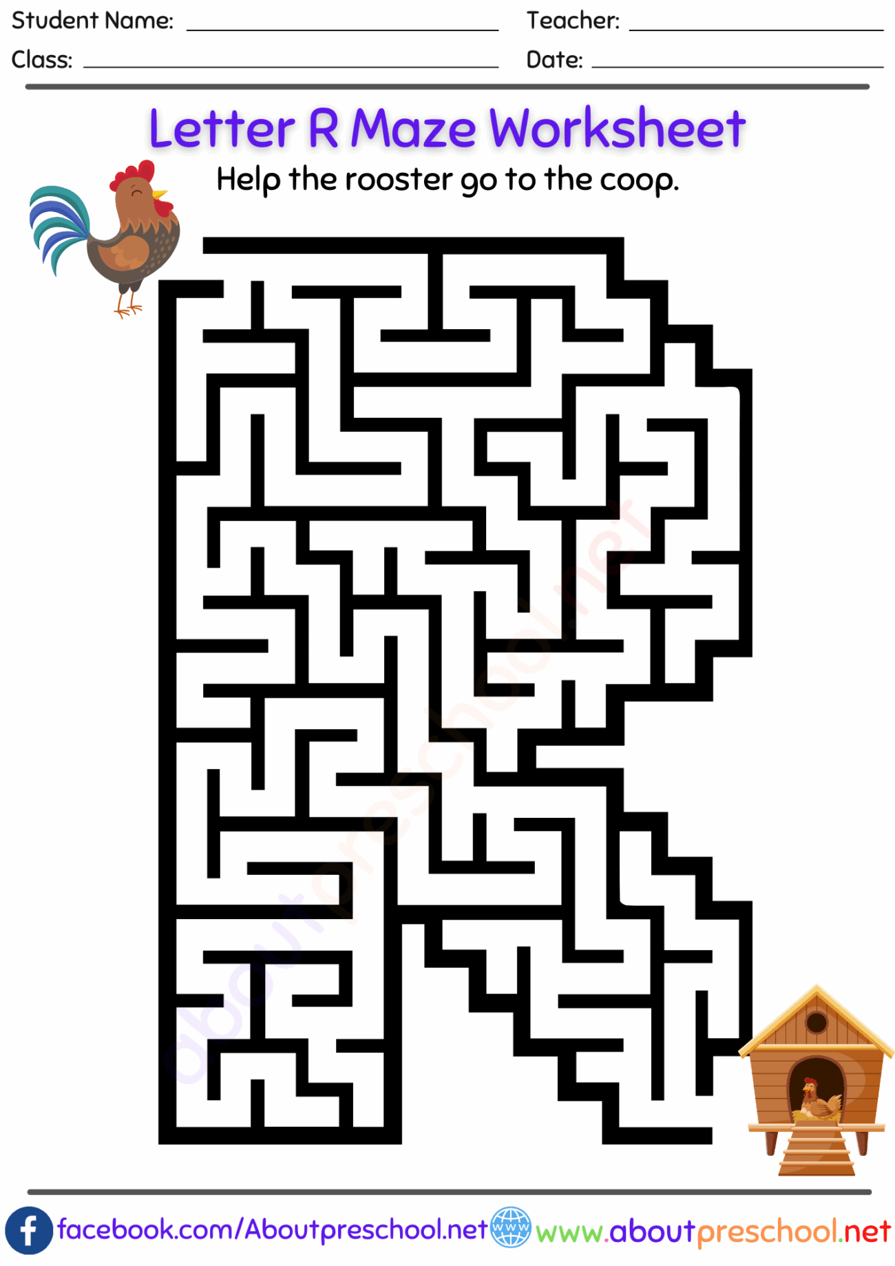 Letter R Maze Worksheet Archives About Preschool