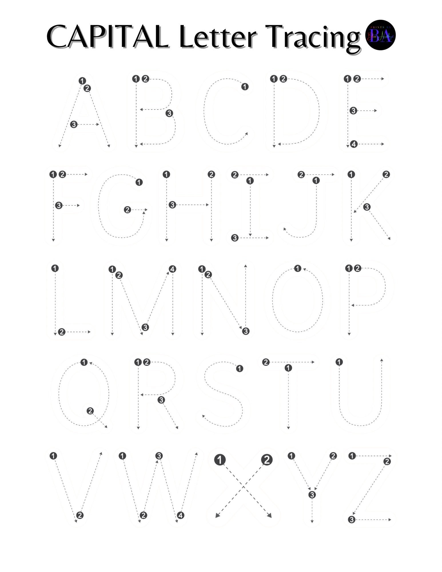 Letter Tracing Upper U0026 Lower Case Etsy