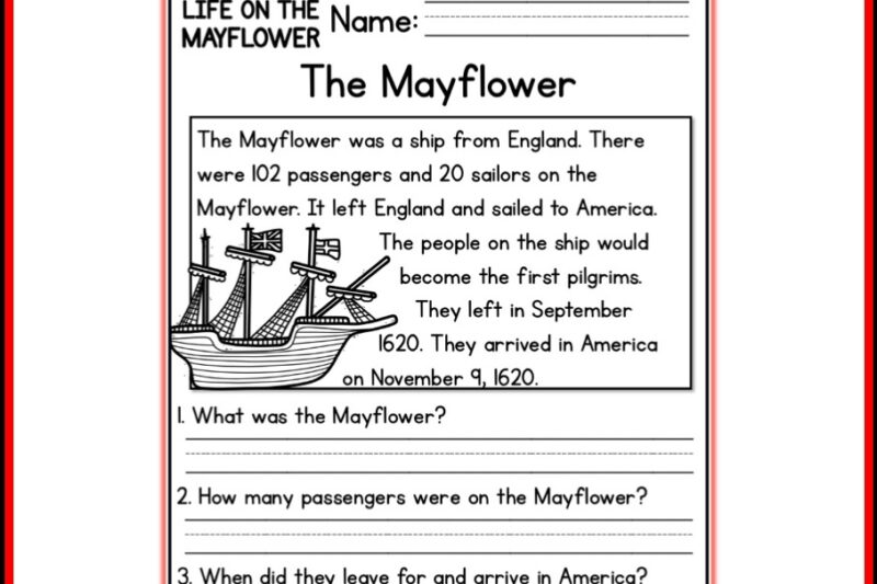Mayflower Reading Comprehension Worksheets