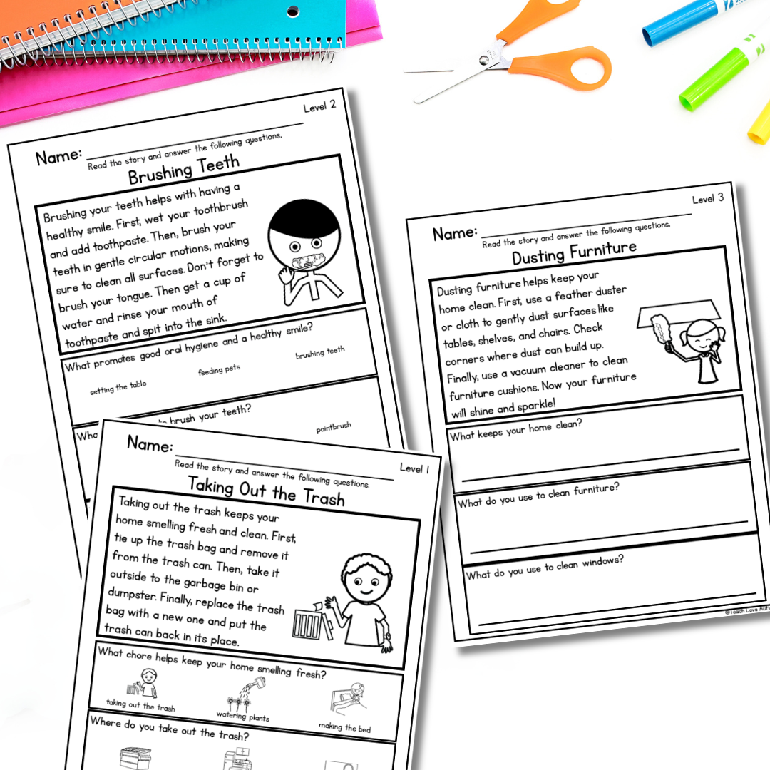 Life Skills Reading Comprehension Passages And Questions Functional Skills Teach Love Autism