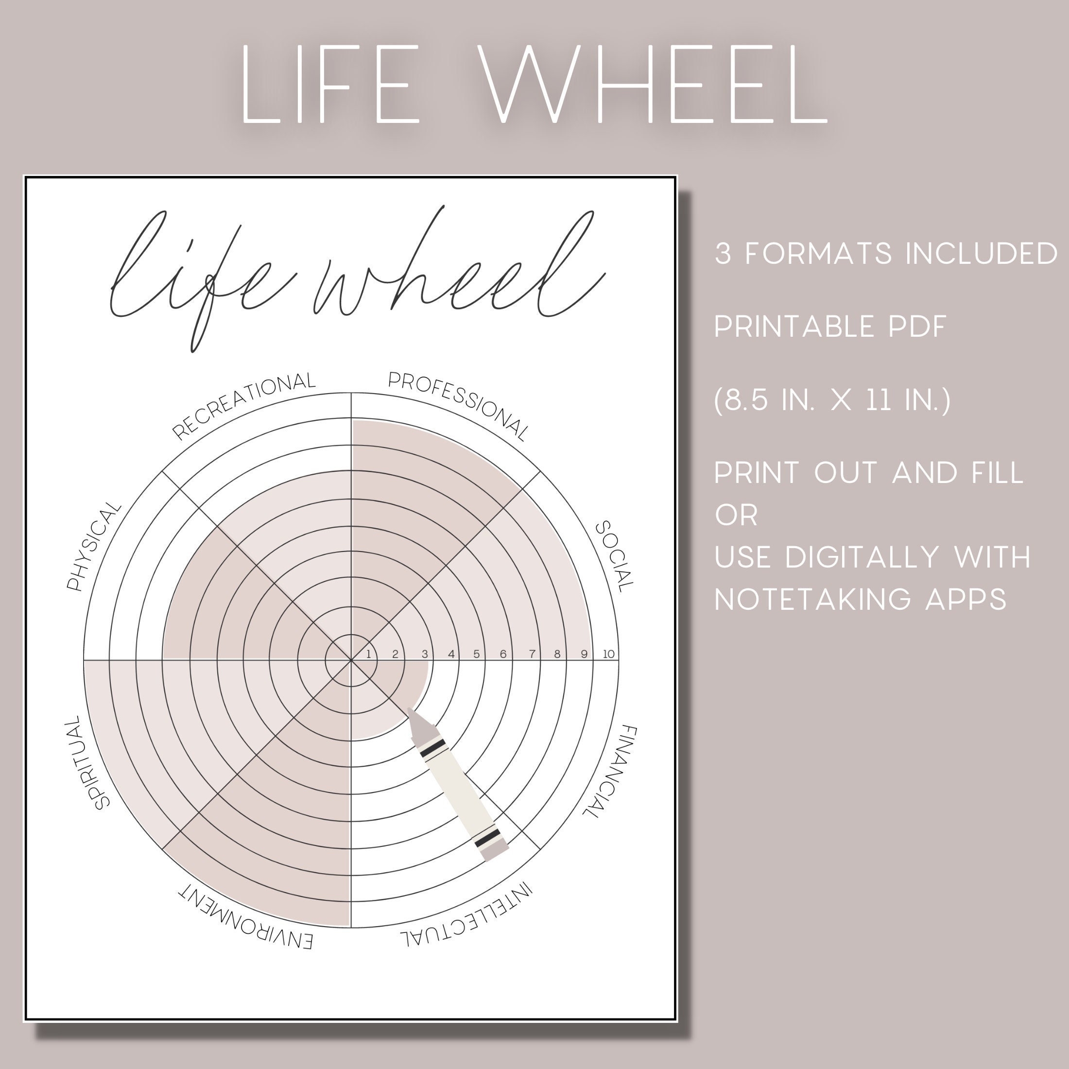 LIFE WHEEL Life Audit Printable Worksheet Level 10 Life LIFE WHEEL Life Audit Printable Worksheet Level 10 Life