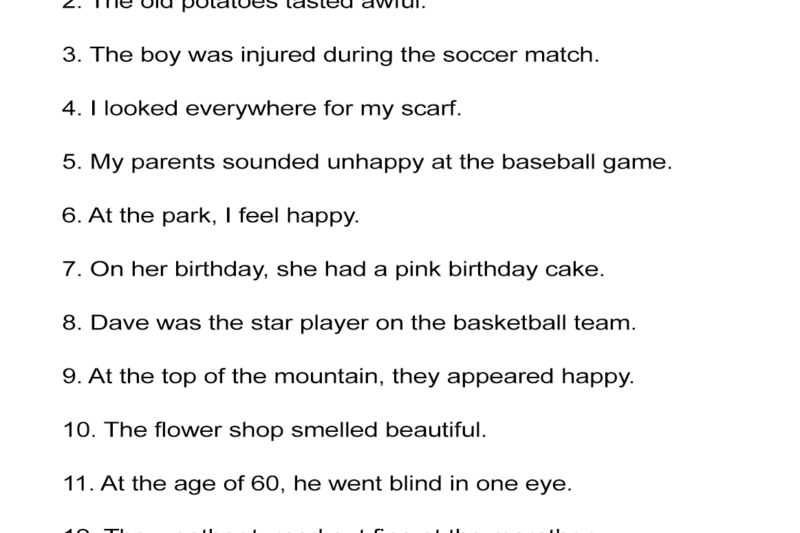 Free Printable Worksheet For Linking Verbs