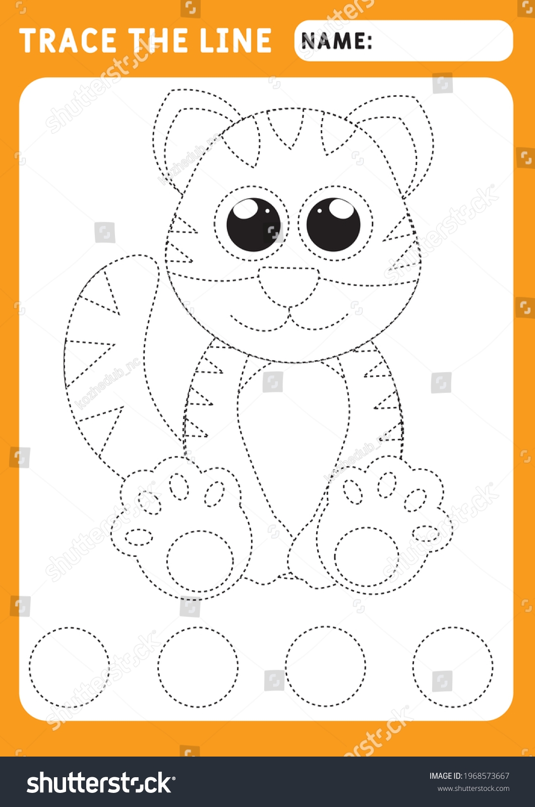 Little Tiger Preschool Worksheet Practicing Fine Stock Vector Royalty Free 1968573667 Shutterstock