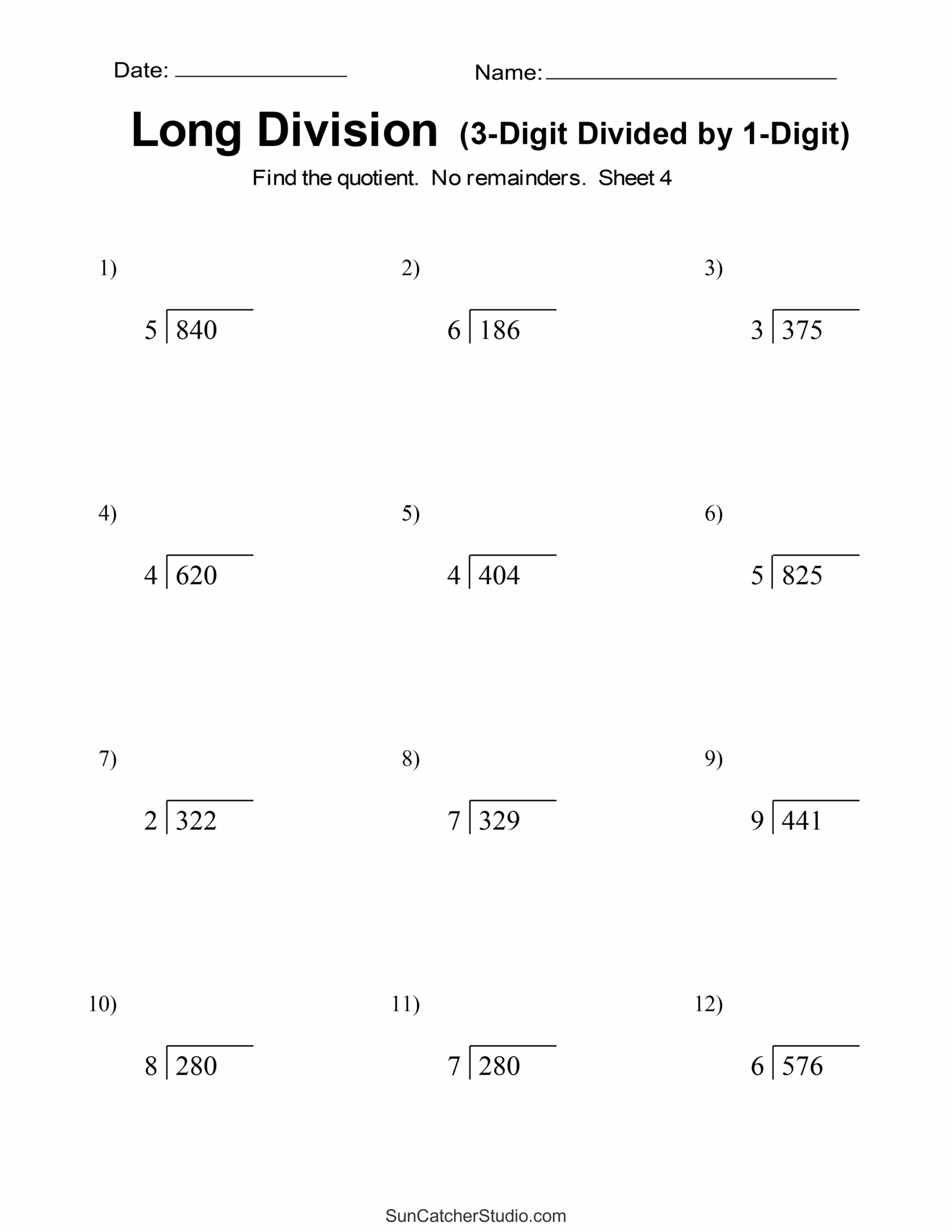 Free Printable Division Worksheets Pdf