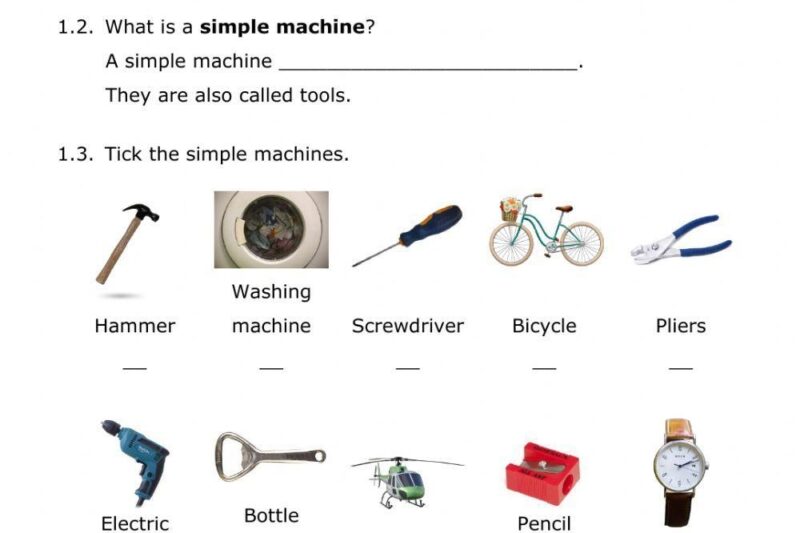 Free Printable Complex Machines Worksheet