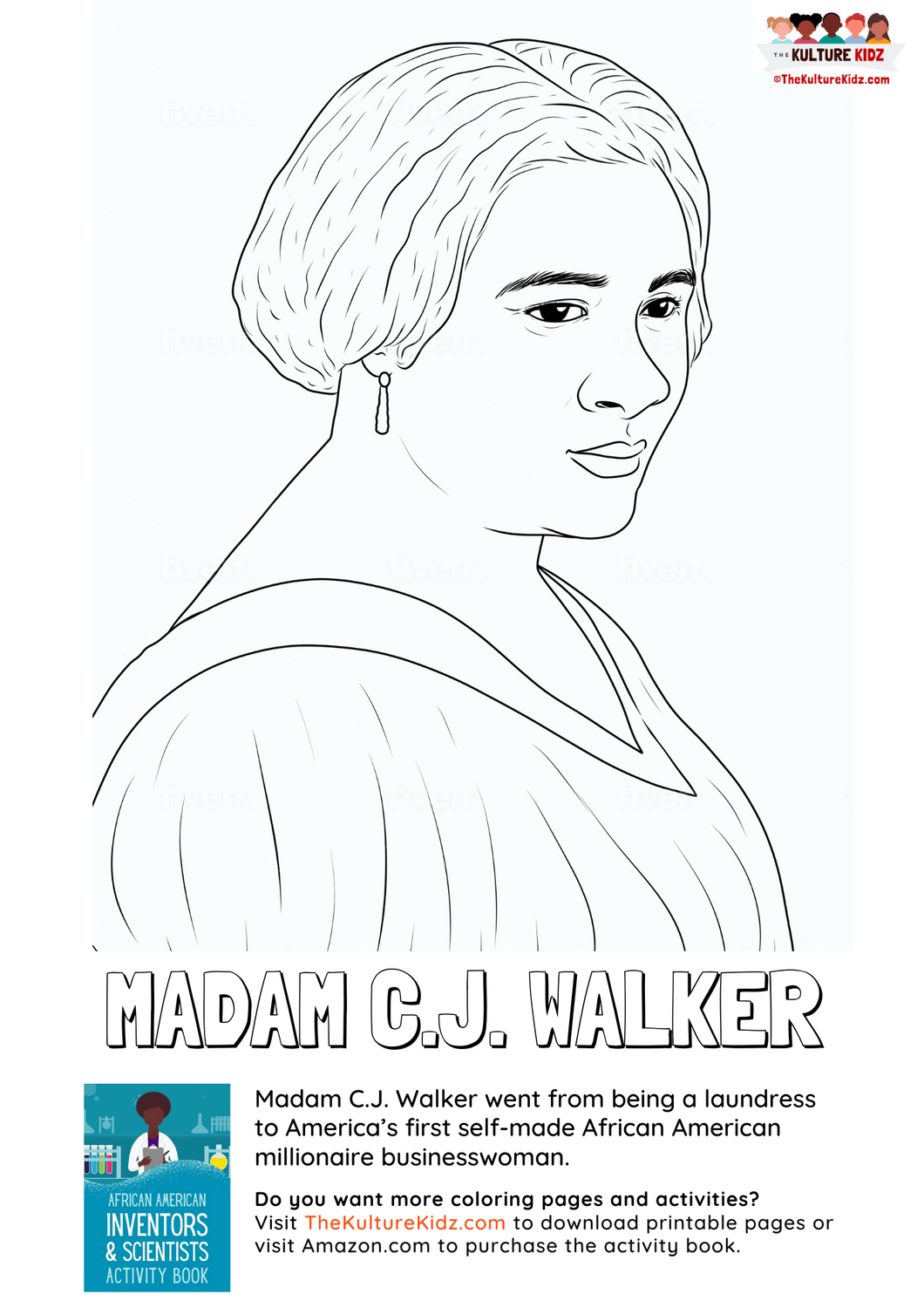 Madam C J Walker Coloring Page The Kulture Kidz