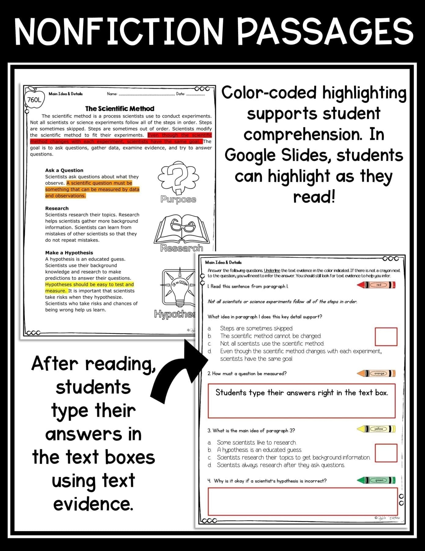 Main Idea Supporting Details Reading Comprehension Passages 4th 5th RI 4 2 5 2