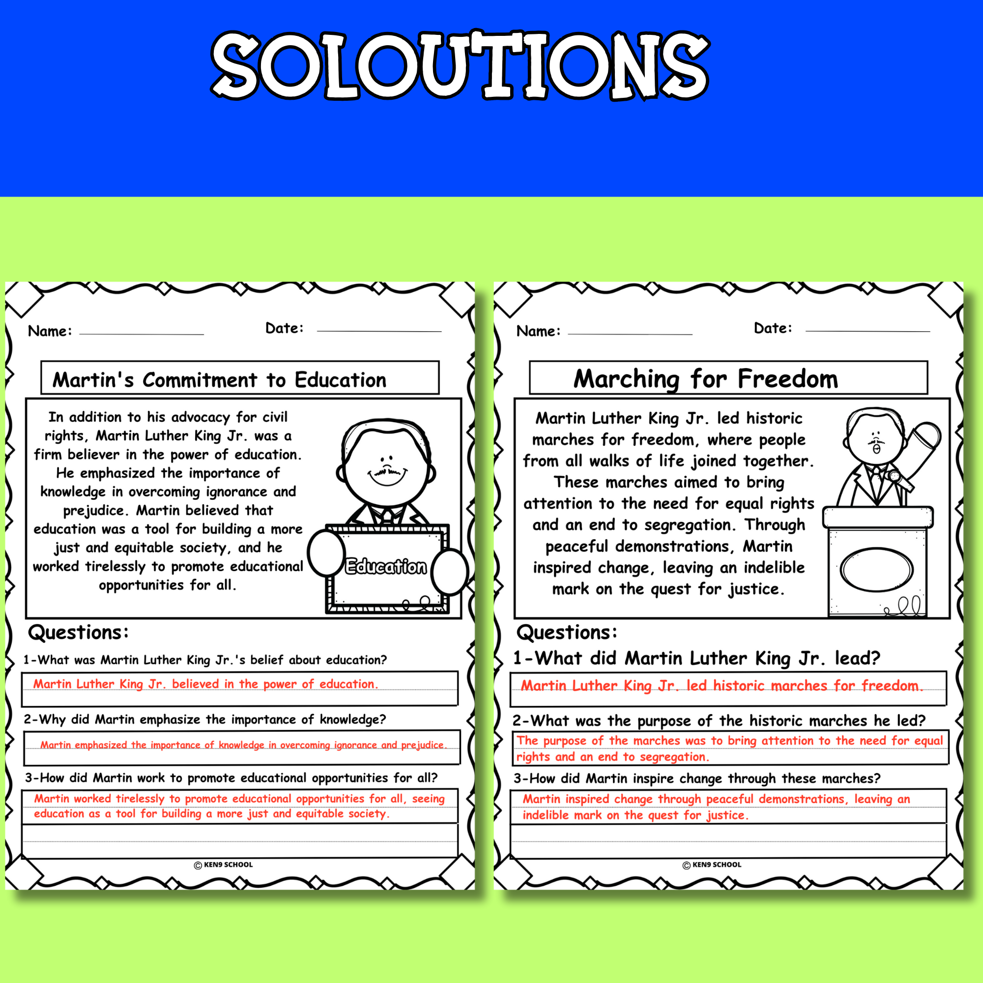 Martin Luther King Jr Reading Comprehension Passages And Questions Martin Luther King Jr Reading Comprehension Passages And Questions