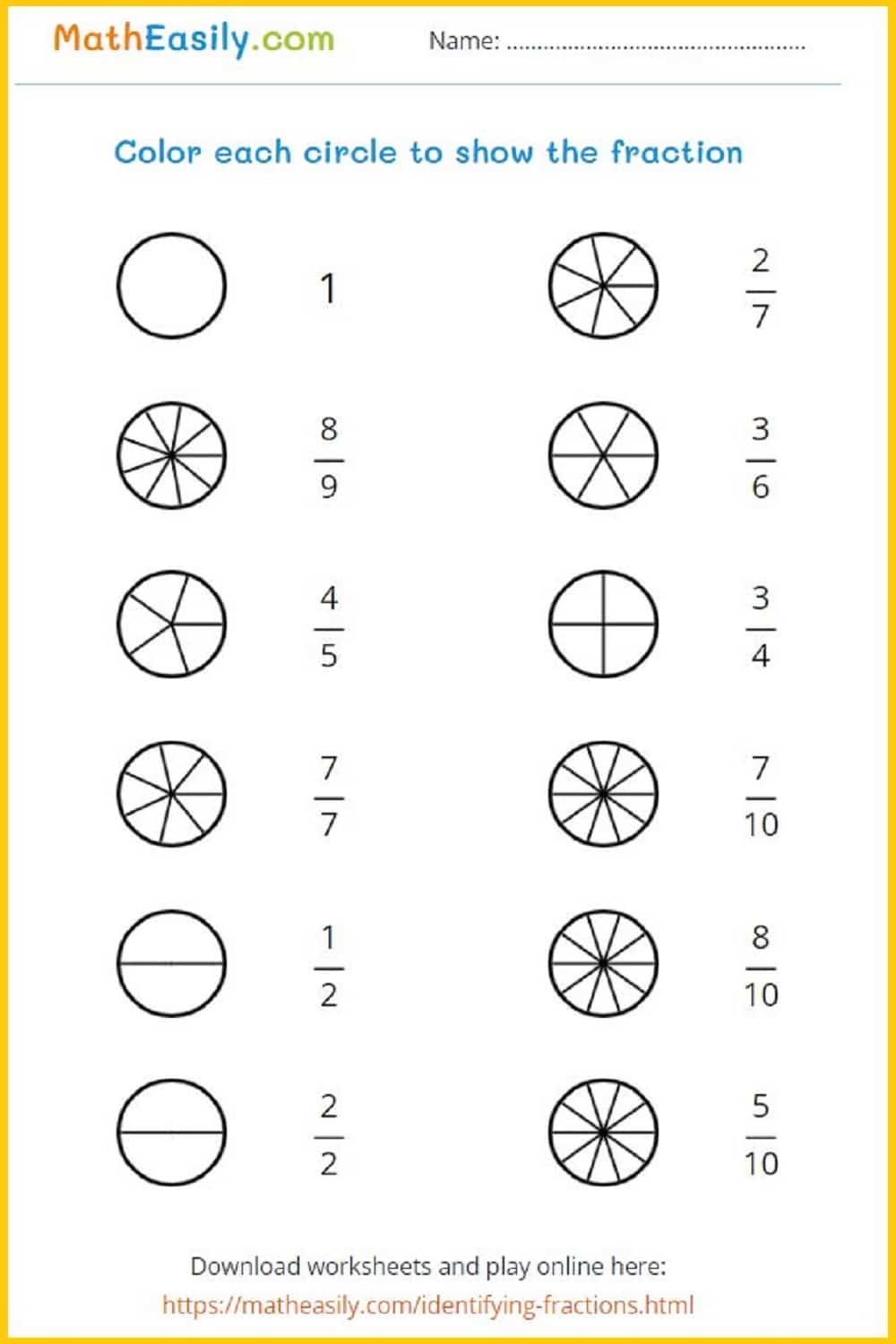 Math Fractions Worksheets PDF Free Download