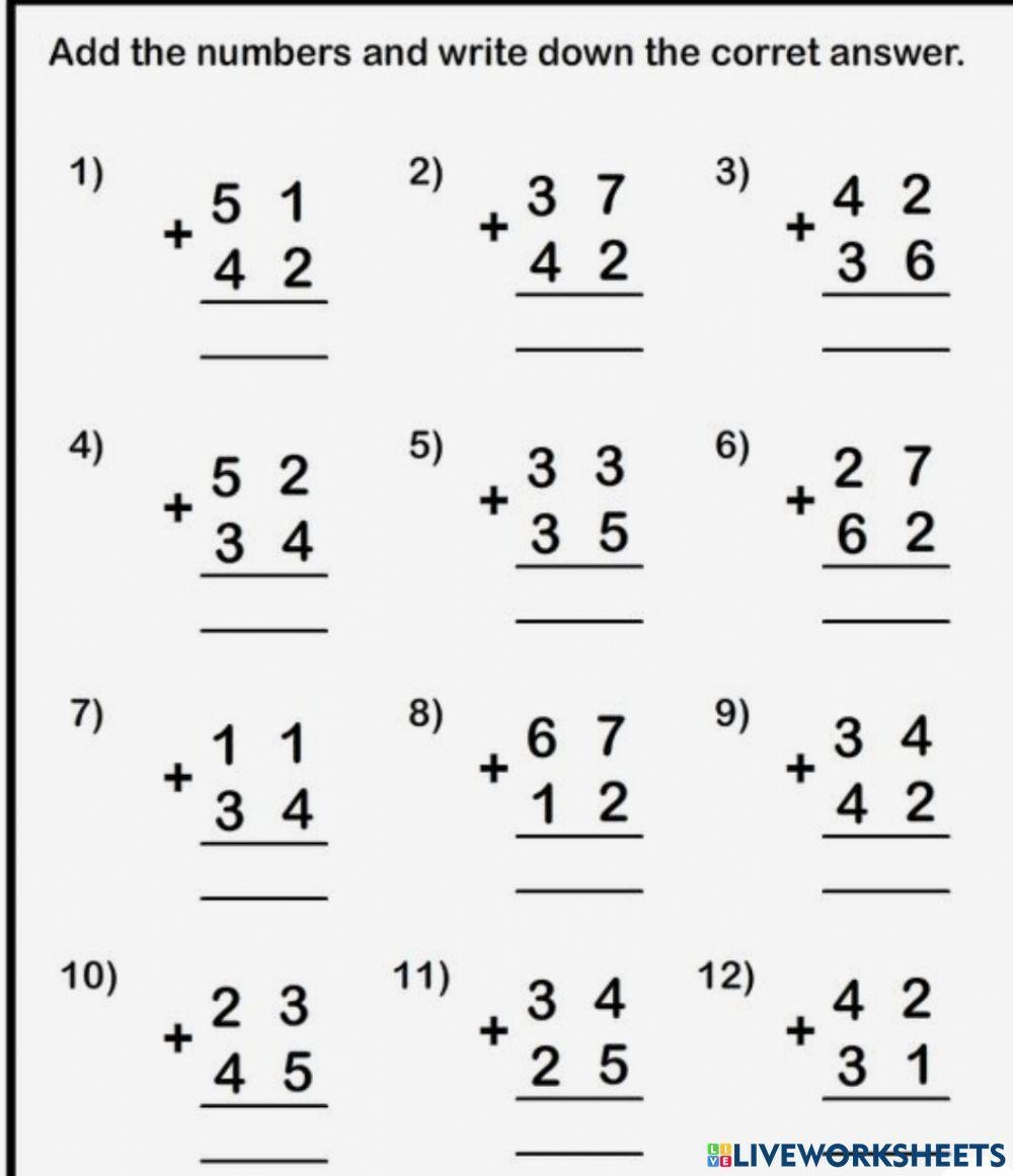 Live Worksheets For Kindergarten Math