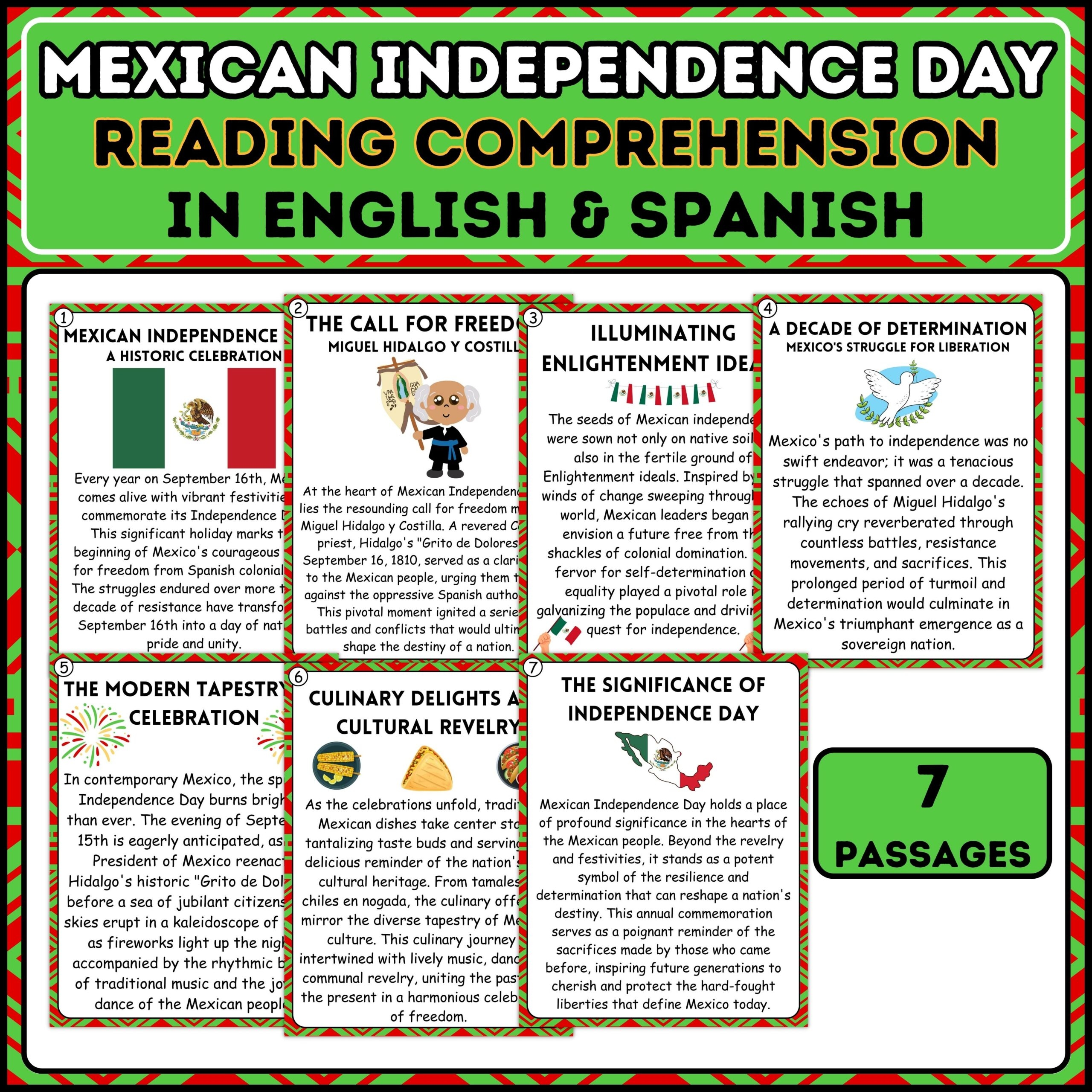 Mexican Independence Day Nonfiction Reading Comprehension Passages And Questions Hispanic Heritage Made By Teachers