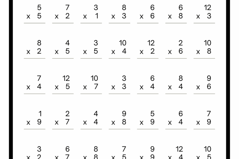 Free Printable Minute Math Multiplication Worksheets