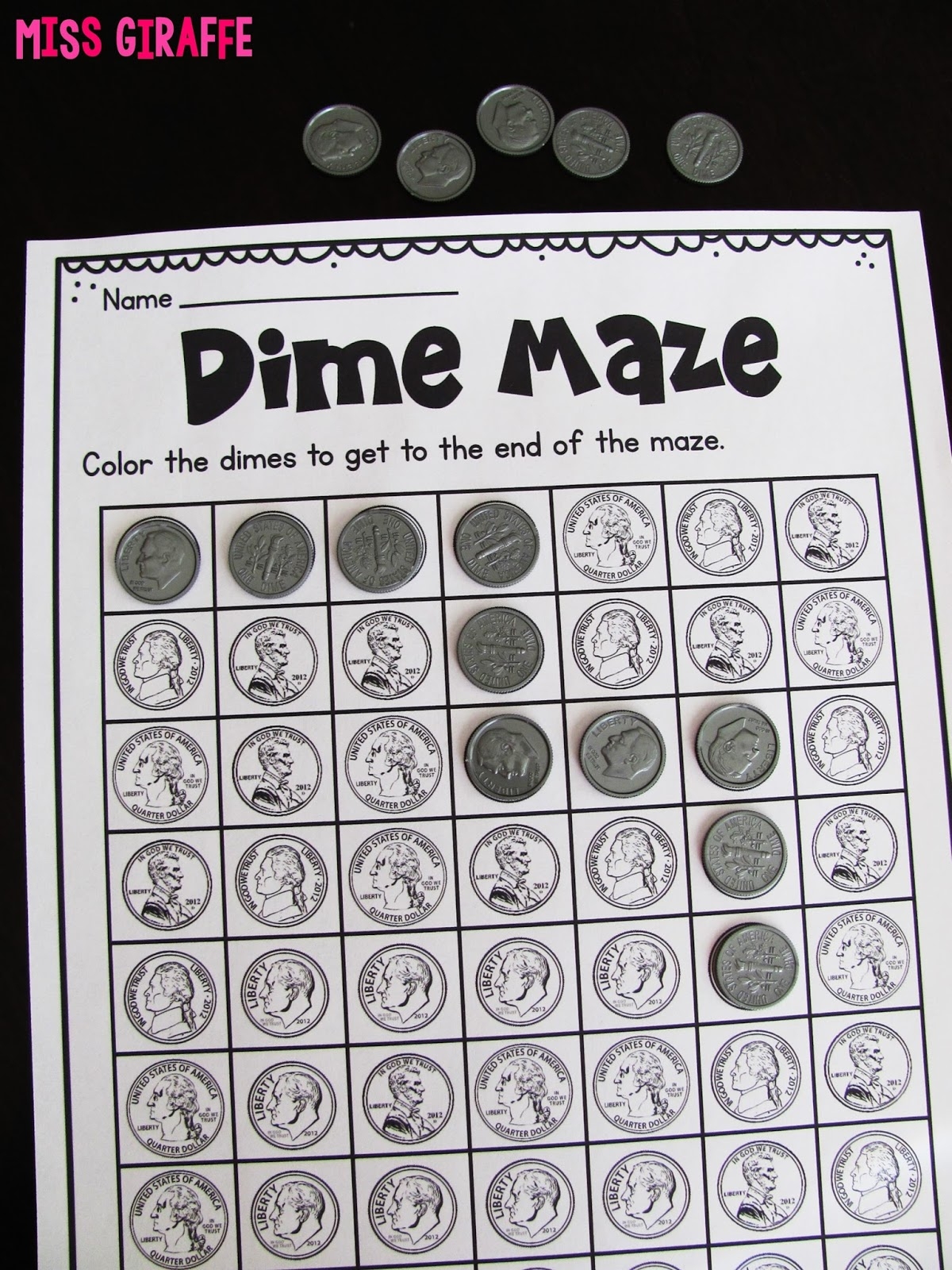 Coin Maze Worksheet