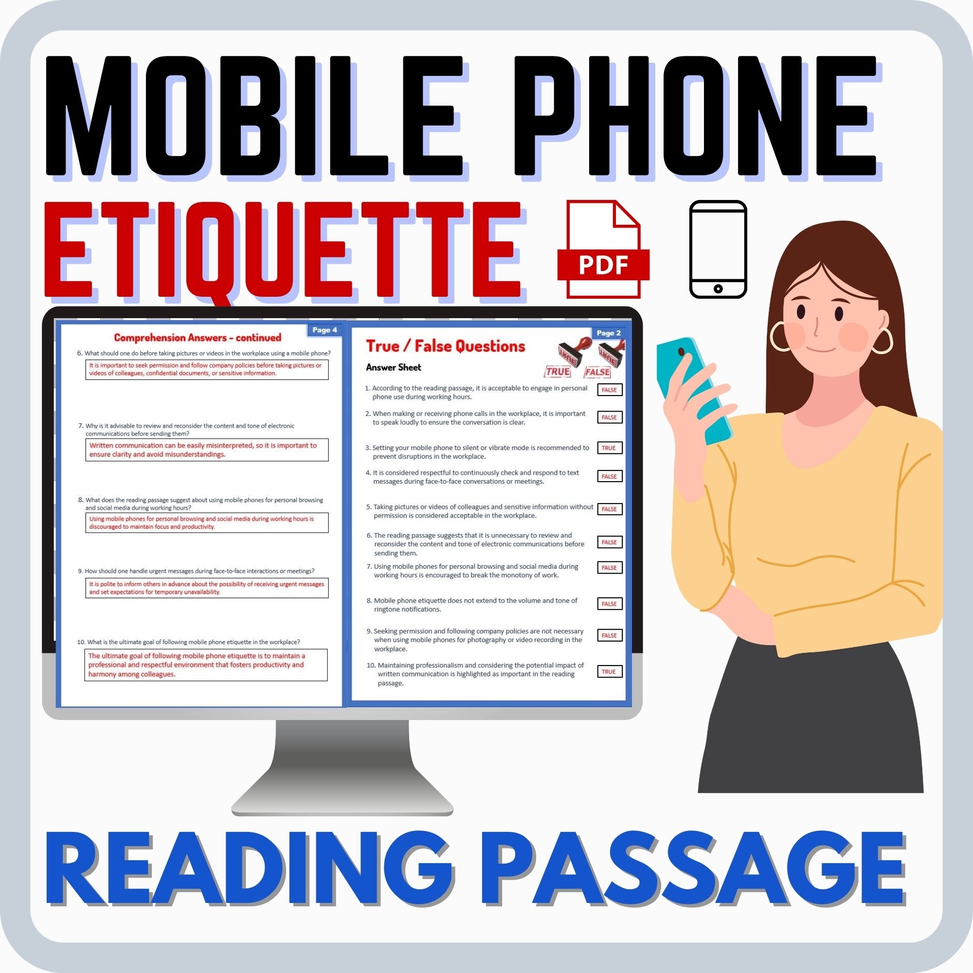 Mobile Phone Etiquette In The Workplace Reading Passage And 