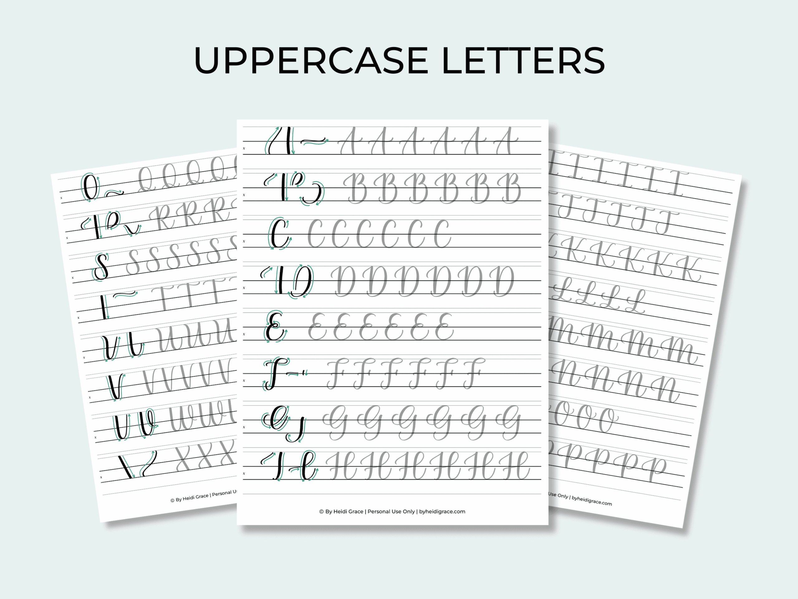 Modern Calligraphy Alphabet Practice Sheets Printable Worksheets For Small Brush Pens By Heidi Grace