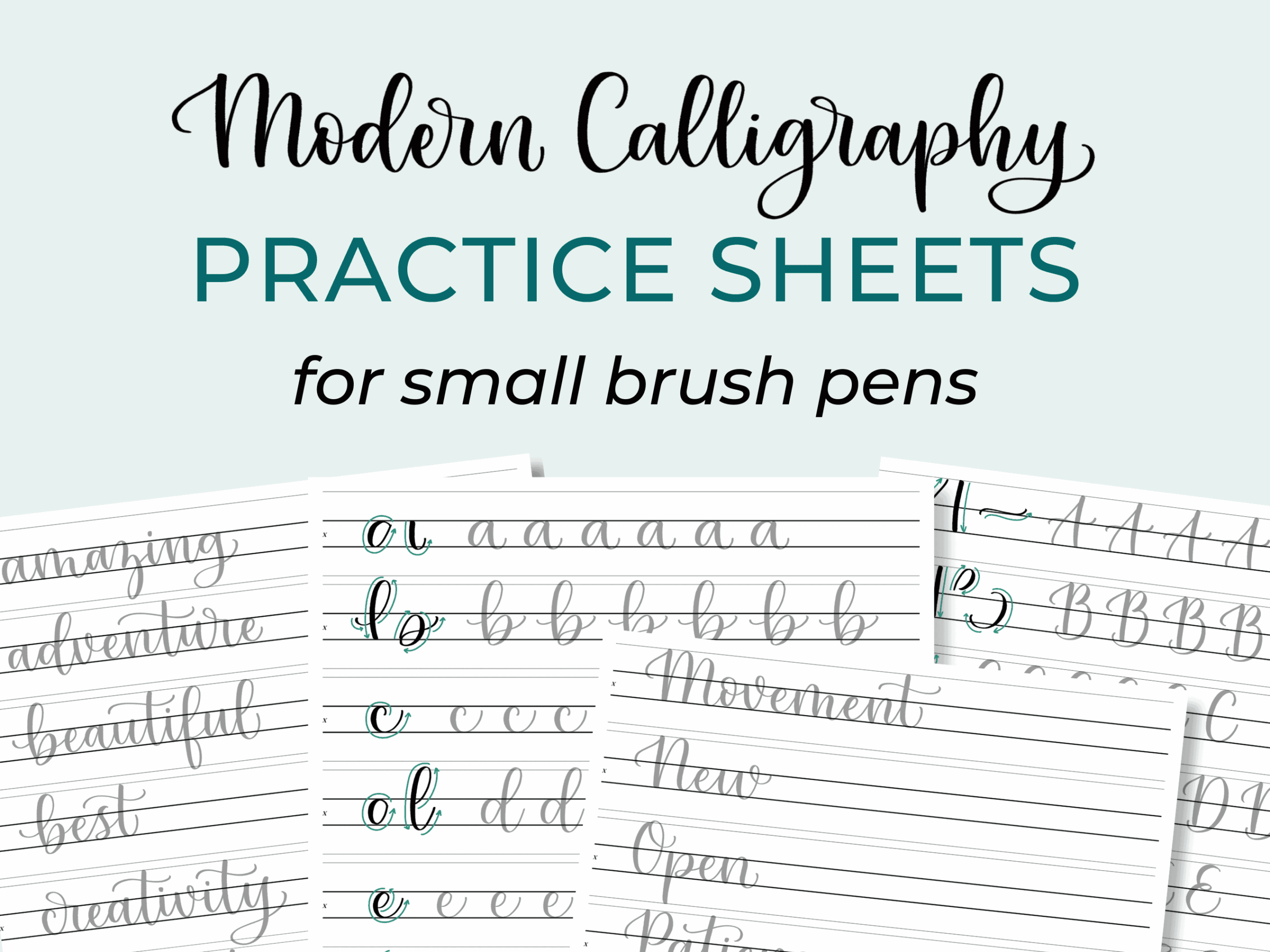 Modern Calligraphy Alphabet Practice Sheets Printable Worksheets For Small Brush Pens By Heidi Grace
