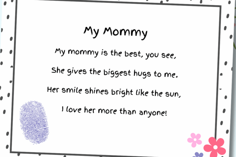 Mothers Day Poem Preschool Printable