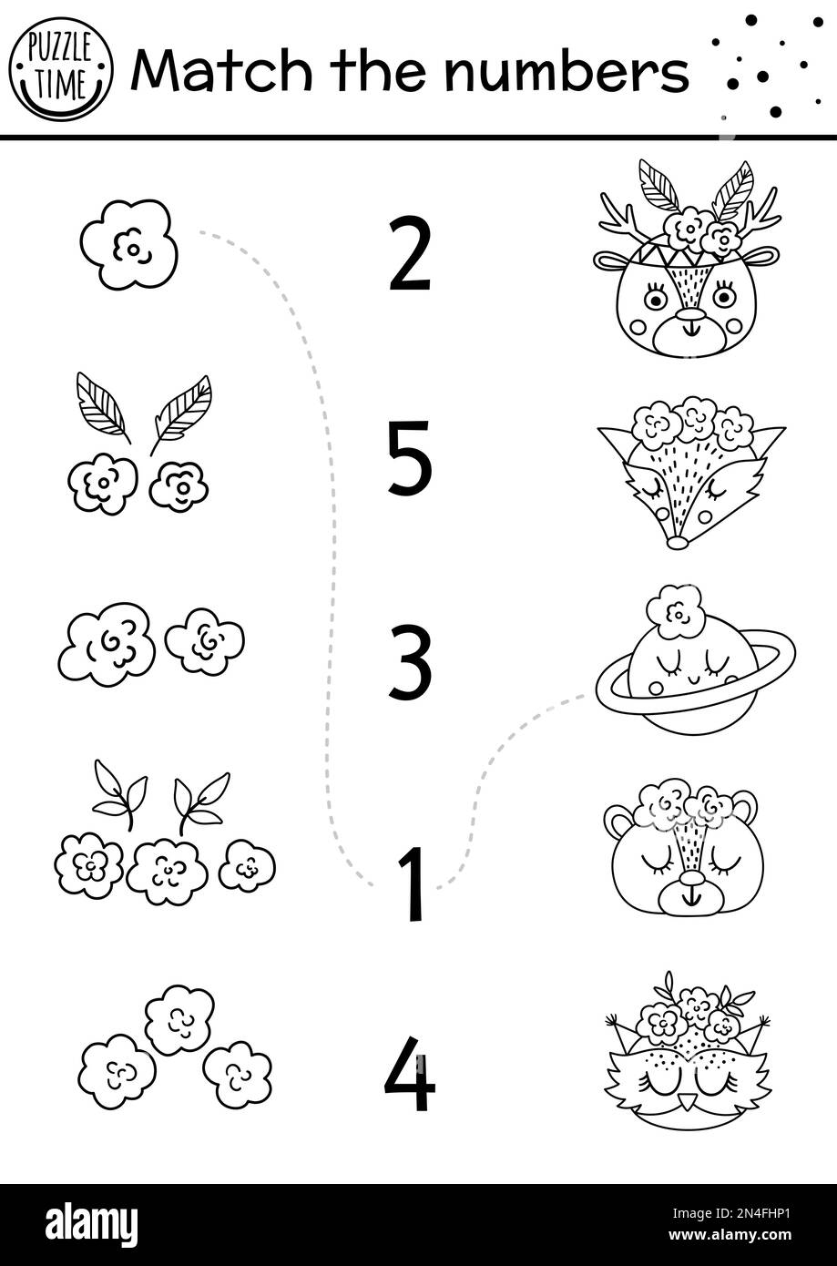 Mothers Day Black And White Matching Game With Cute Animals And Head Decoration Holiday Math Line Activity For Preschool Kids With Flowers Printable Stock Vector Image U0026 Art Alamy