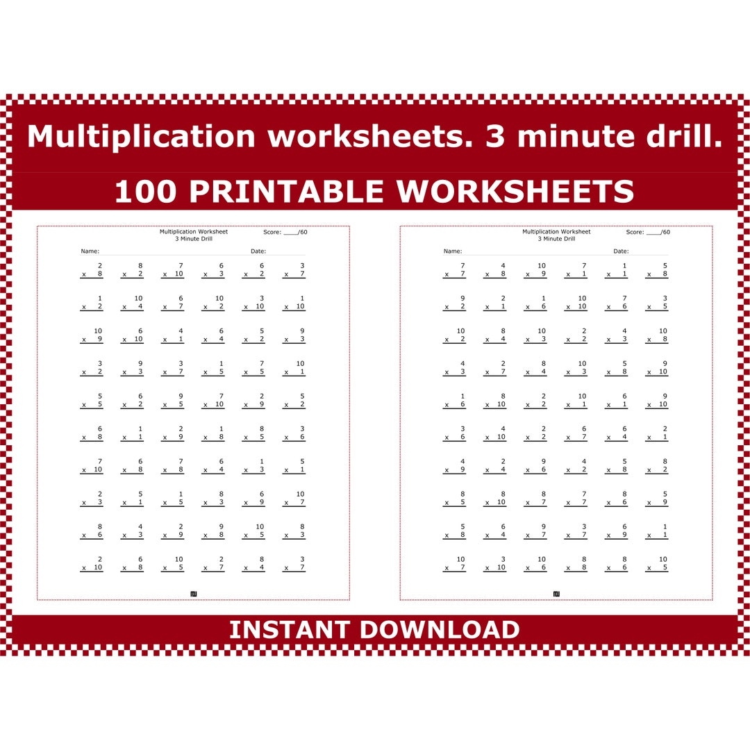 Multiplication Worksheets 3 Minute Multiplication Drills Multiplication Worksheets 3 Minute Multiplication Drills