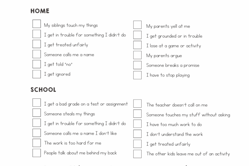 Free Printable Anger Triggers Worksheet