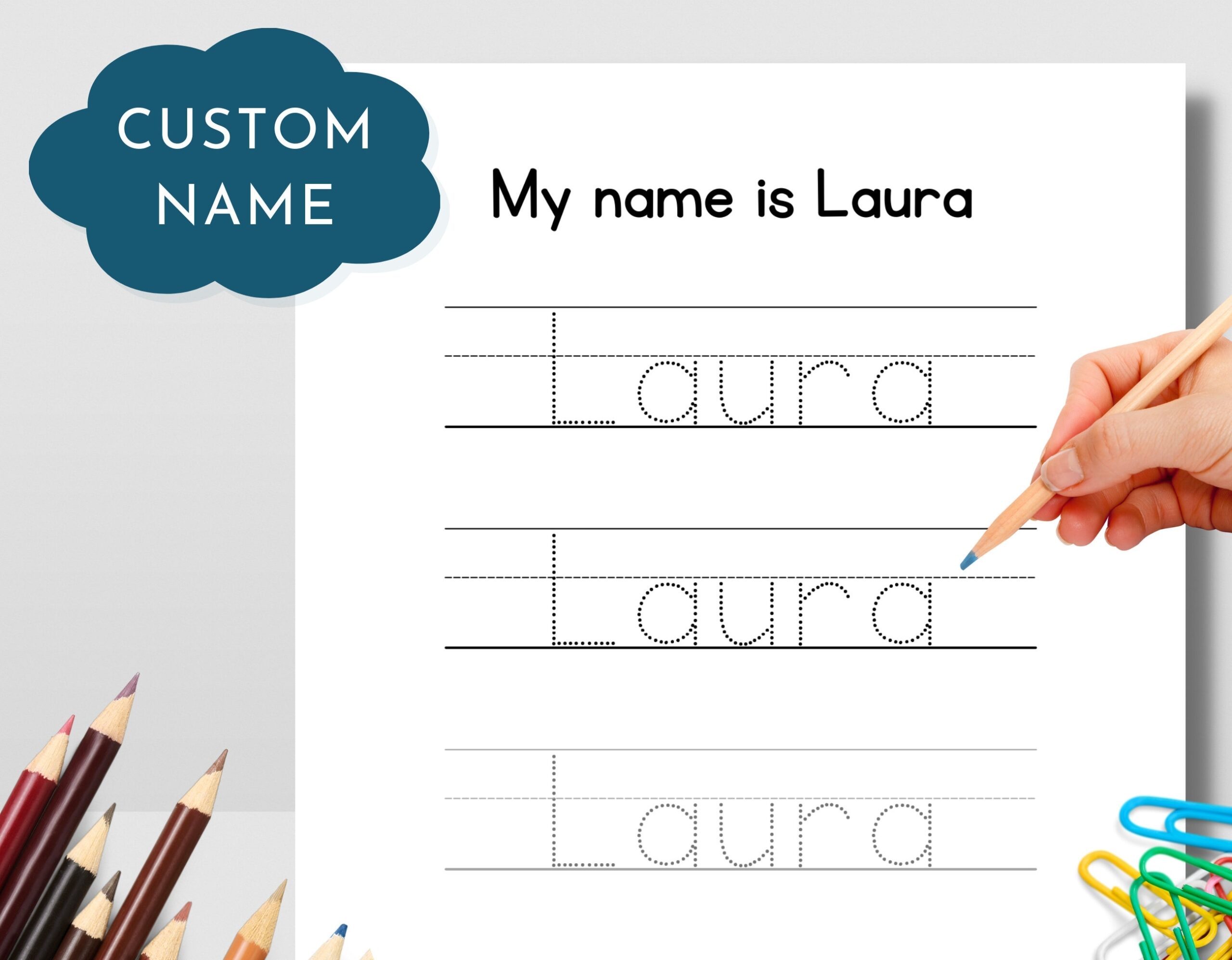 Name Trace Worksheet Handwriting Practice Printable For Pre 