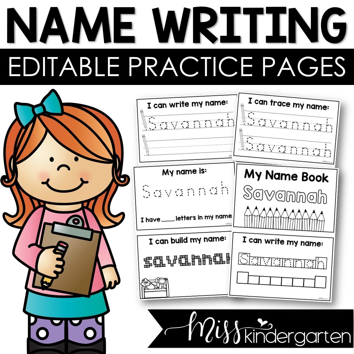 Name Writing Practice Editable Books Miss Kindergarten