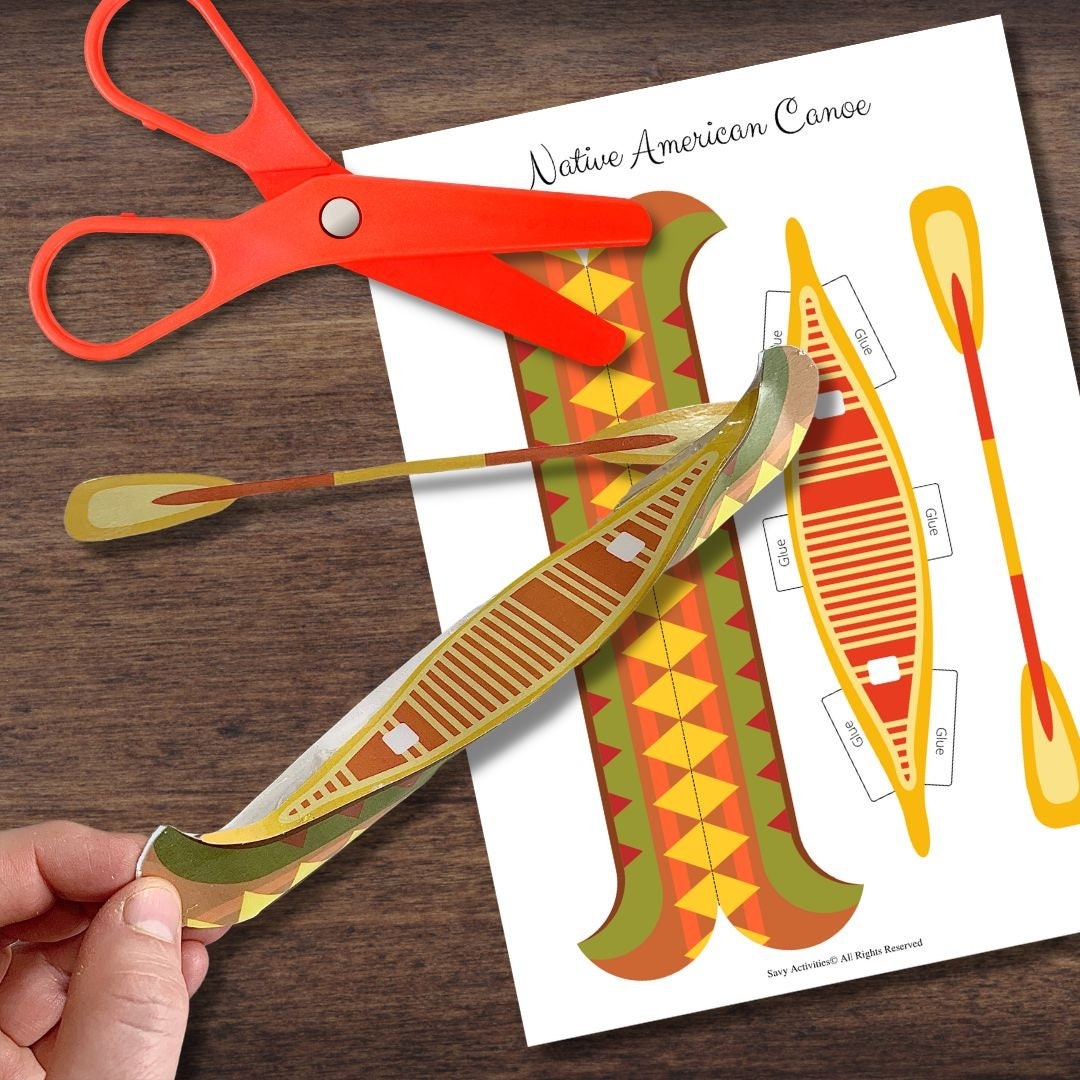 NATIVE AMERICAN Indian Canoe Printable Paper Model Color W instructions Etsy