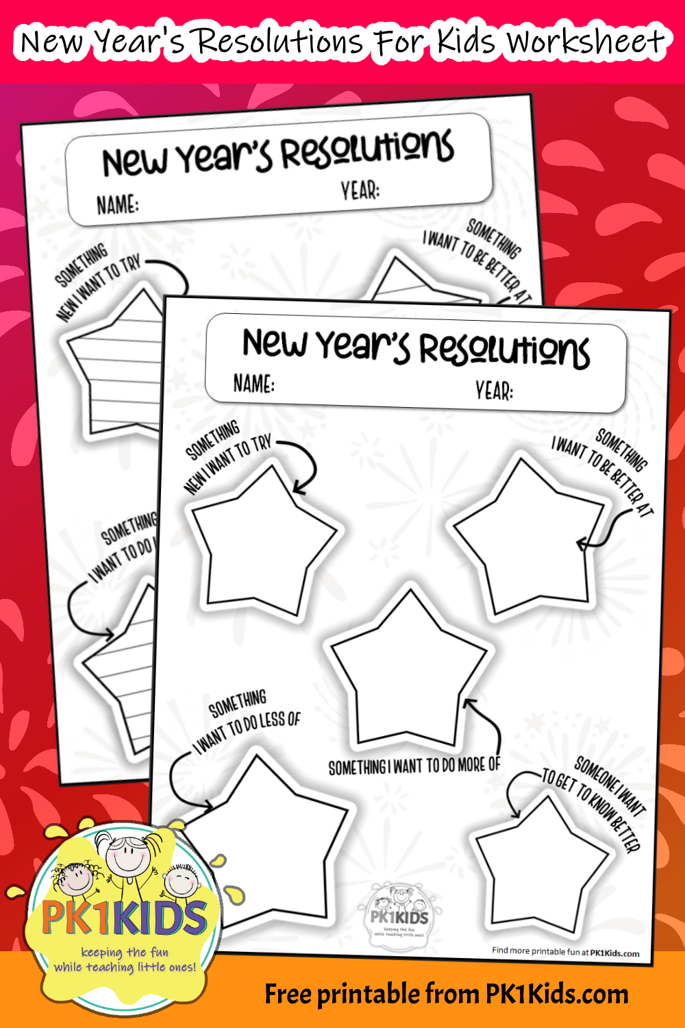 New Year s Resolution Worksheet For Kids PK1Kids