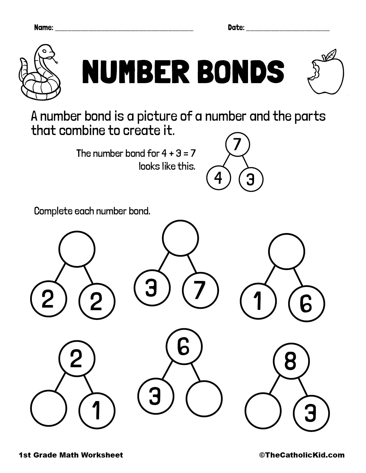 Number Bonds Worksheet TheCatholicKid Worksheets Library