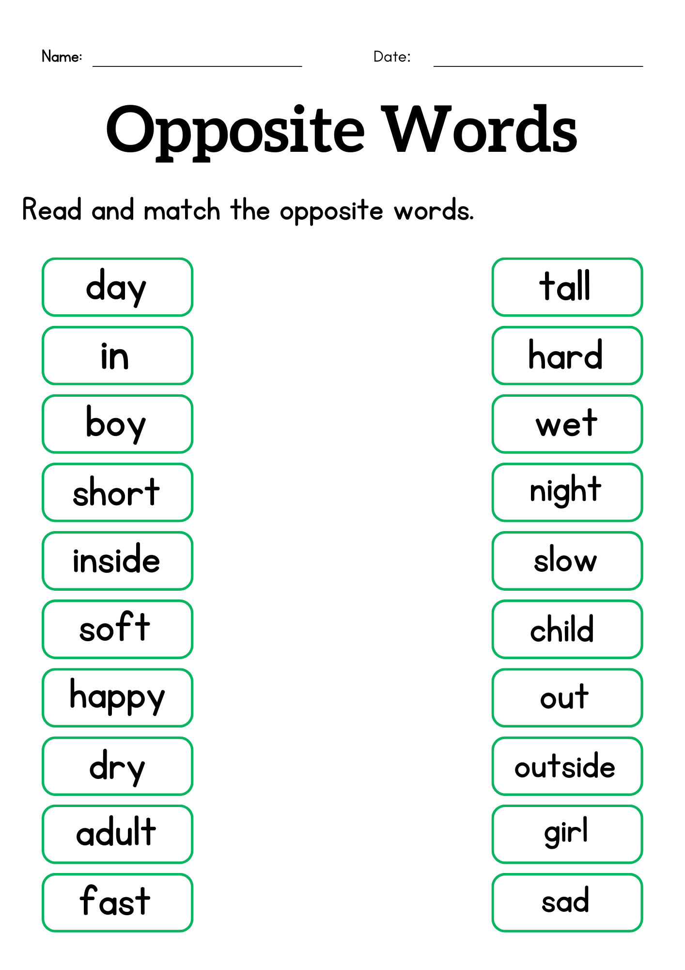 Printable Worksheets Opposites Kindergarten Printable Worksheets Opposites Kindergarten