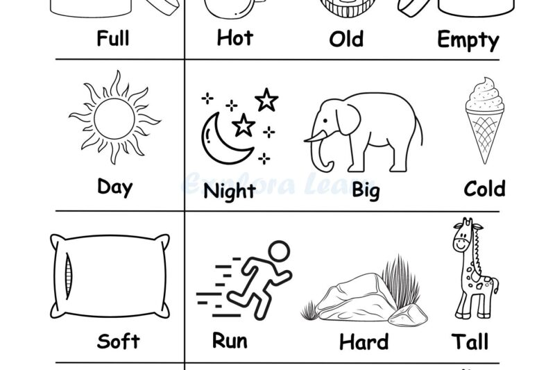Printable Worksheets Opposites Kindergarten