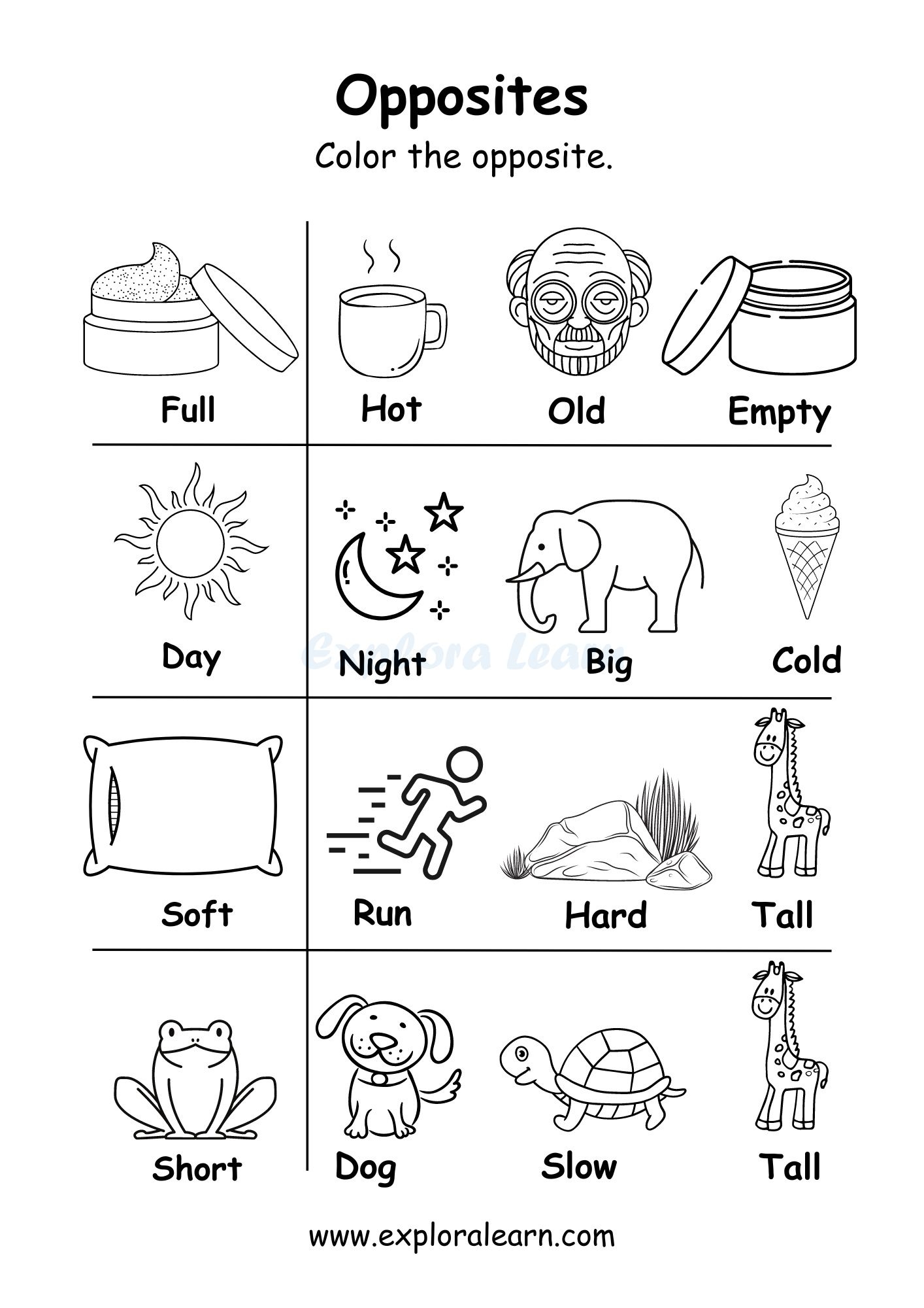 Opposites Comparison Worksheets For Preschool And Kindergarten 2 To 6 Years Kids Opposites Comparison Worksheets For Preschool And Kindergarten 2 To 6 Years Kids