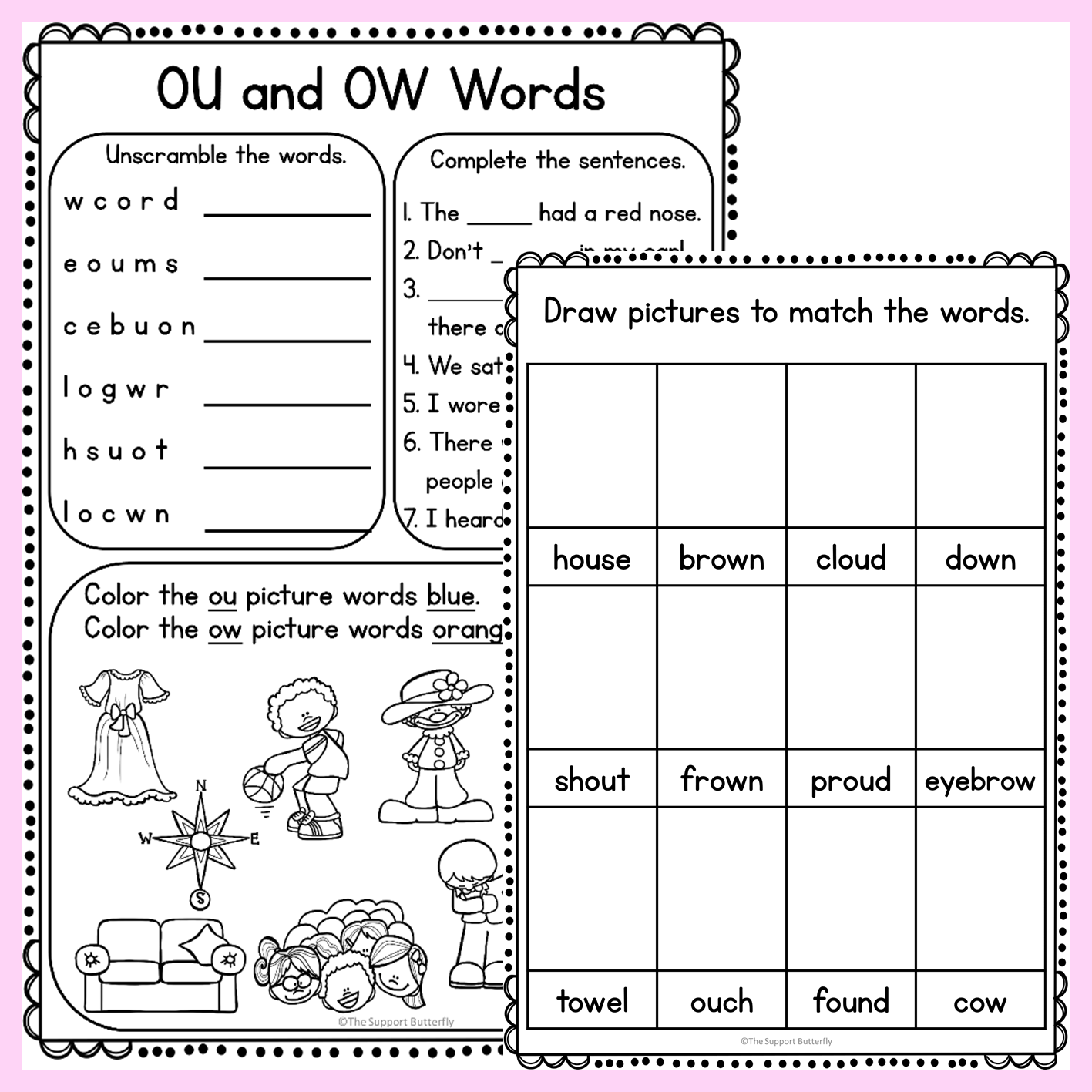 Free Printable Ou Ow Worksheets