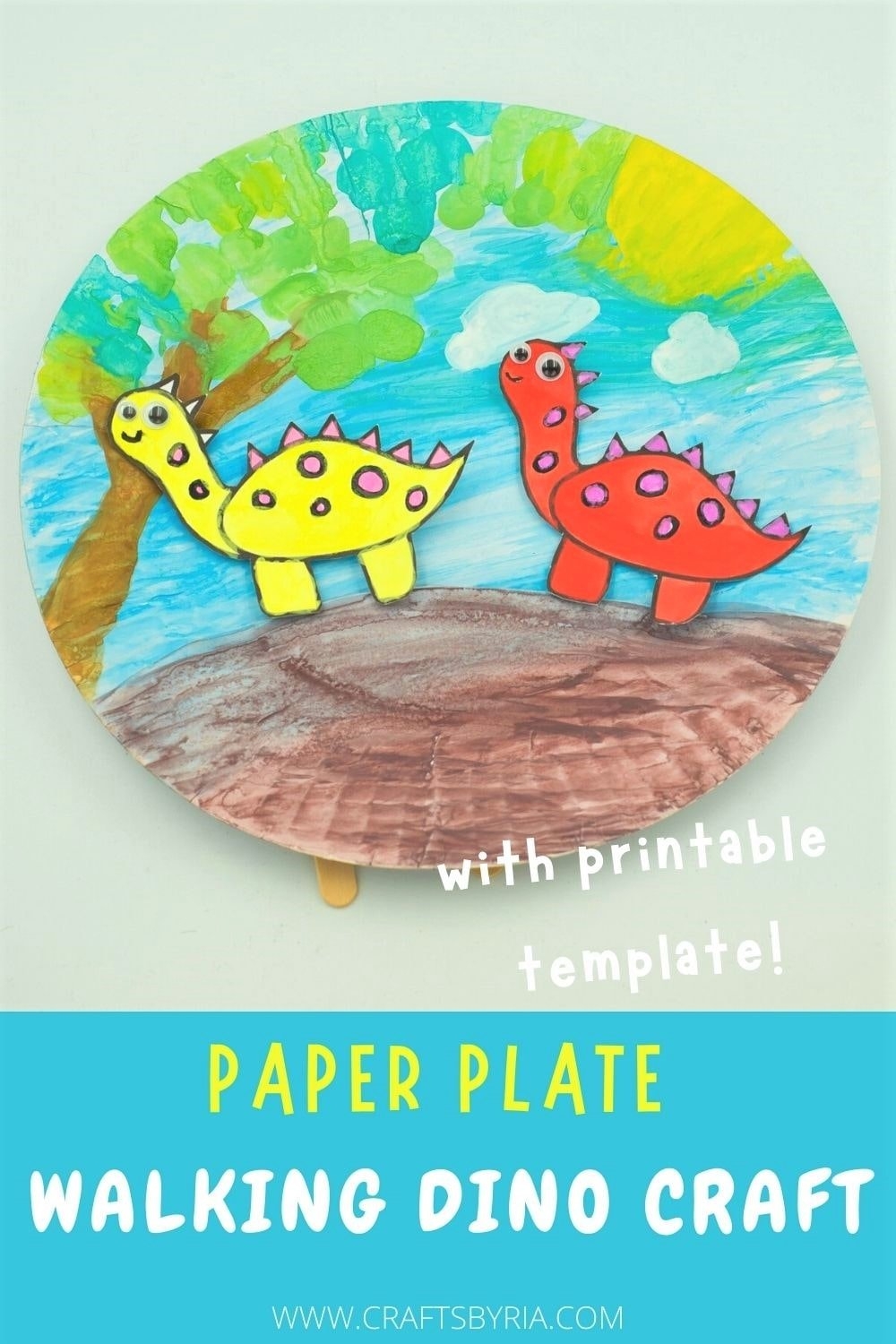 Paper Plate Dinosaur Craft Free Walking Dino Template Crafts By Ria Paper Plate Dinosaur Craft Free Walking Dino Template Crafts By Ria