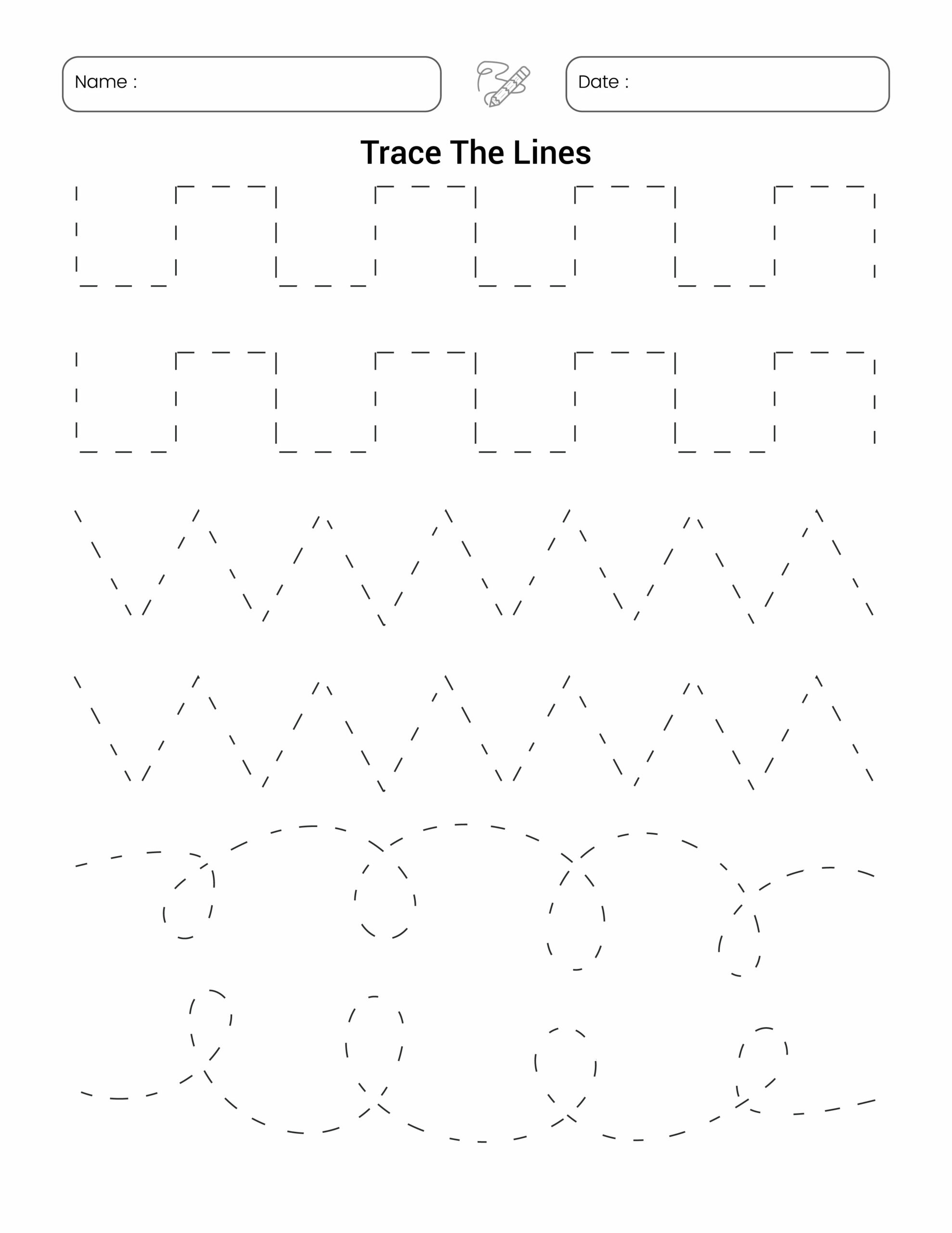 Pencil Control Worksheet For Kids