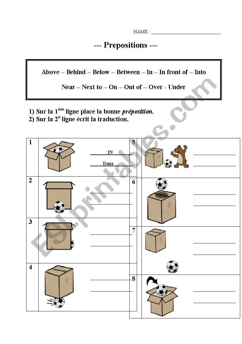 Prepositions ESL Worksheet By Profcitron