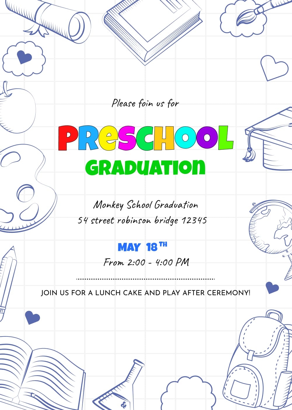 Preschool Graduation Invite Template Preschool Graduation Invite Template