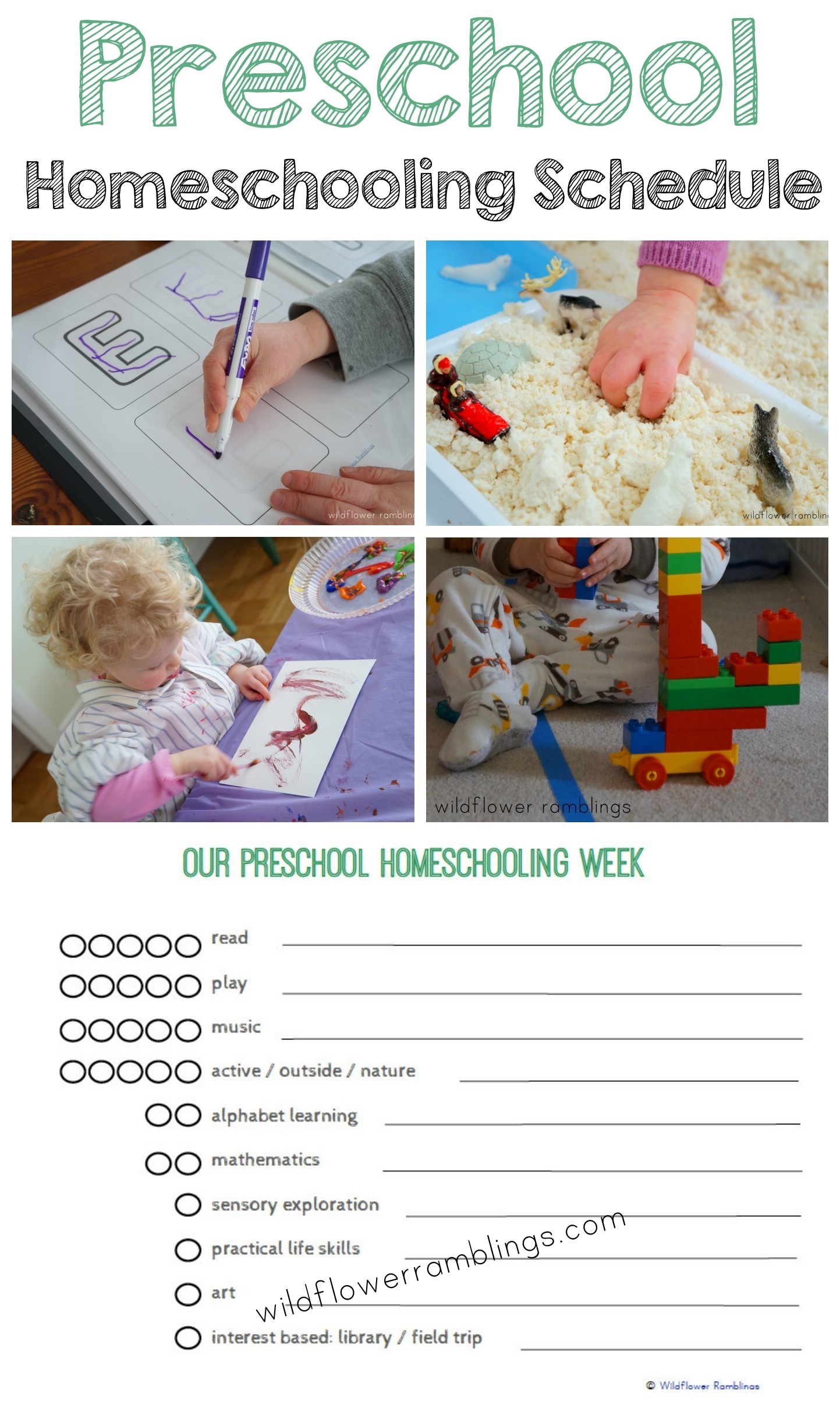 Preschool Homeschooling Schedule free Printable Wildflower 