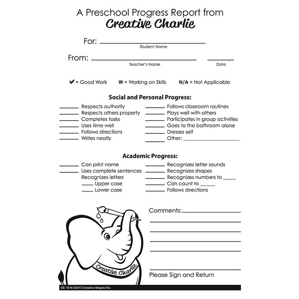 Free Printable Preschool Progress Reports
