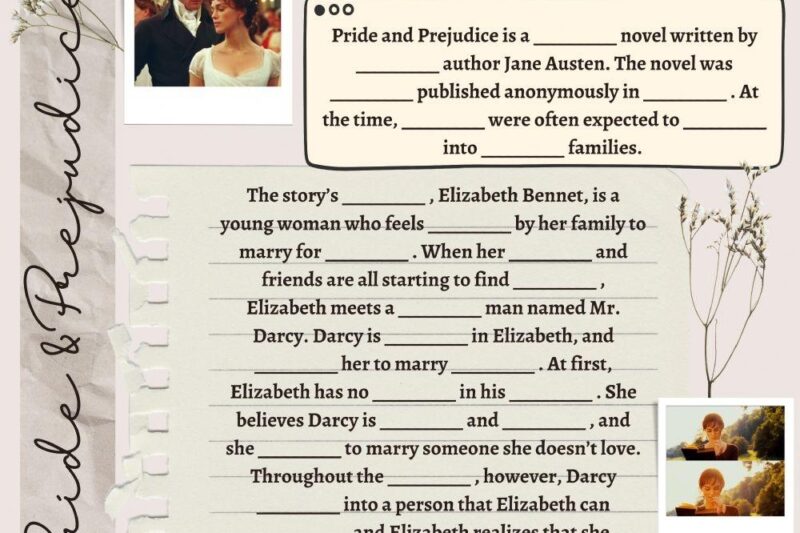 Pride And Prejiduce Reading Comprehension Worksheet